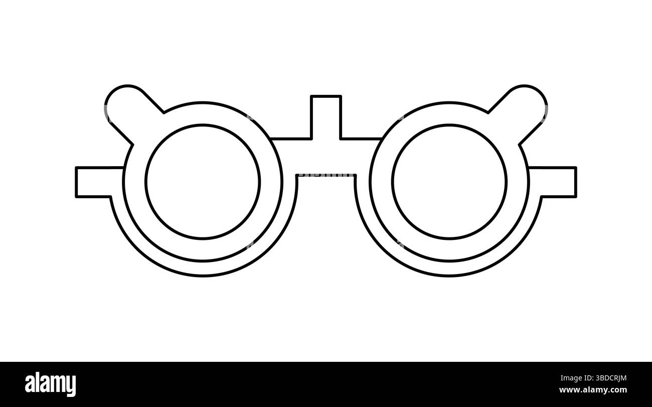 Illustration d'une monture d'essai ophtalmique. Il s'agit d'une monture de lunettes réglable conçue pour tenir divers verres d'essai pour tester la vision et trouver la prescription correcte. Il est utilisé par les ophtalmologistes et les optométristes pour évaluer les erreurs de réfraction d'un patient, comme la myopie (myopie) et l'astigmatisme. Banque D'Images