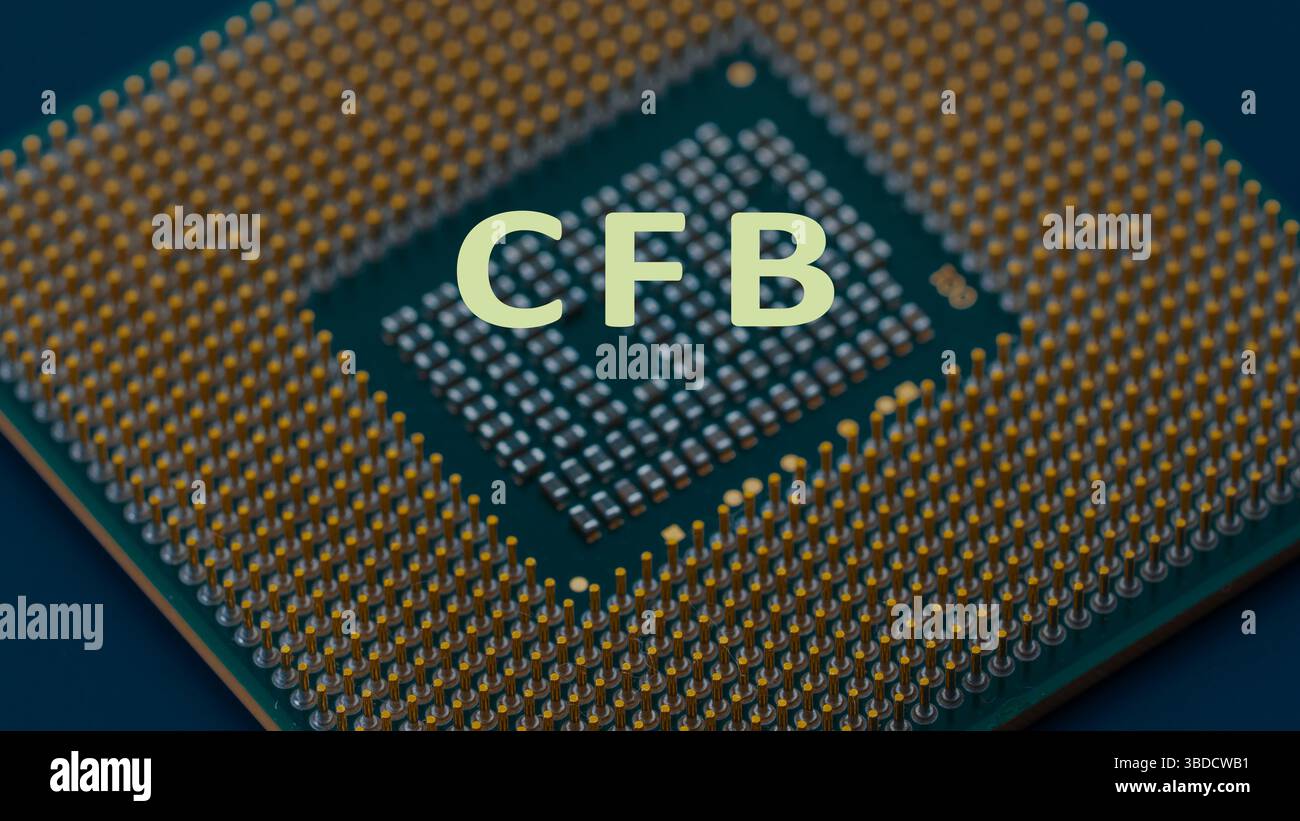 Mode de retour de chiffrement (CFB). Permet d'utiliser des chiffrements par blocs comme chiffrements de flux à synchronisation automatique. Banque D'Images