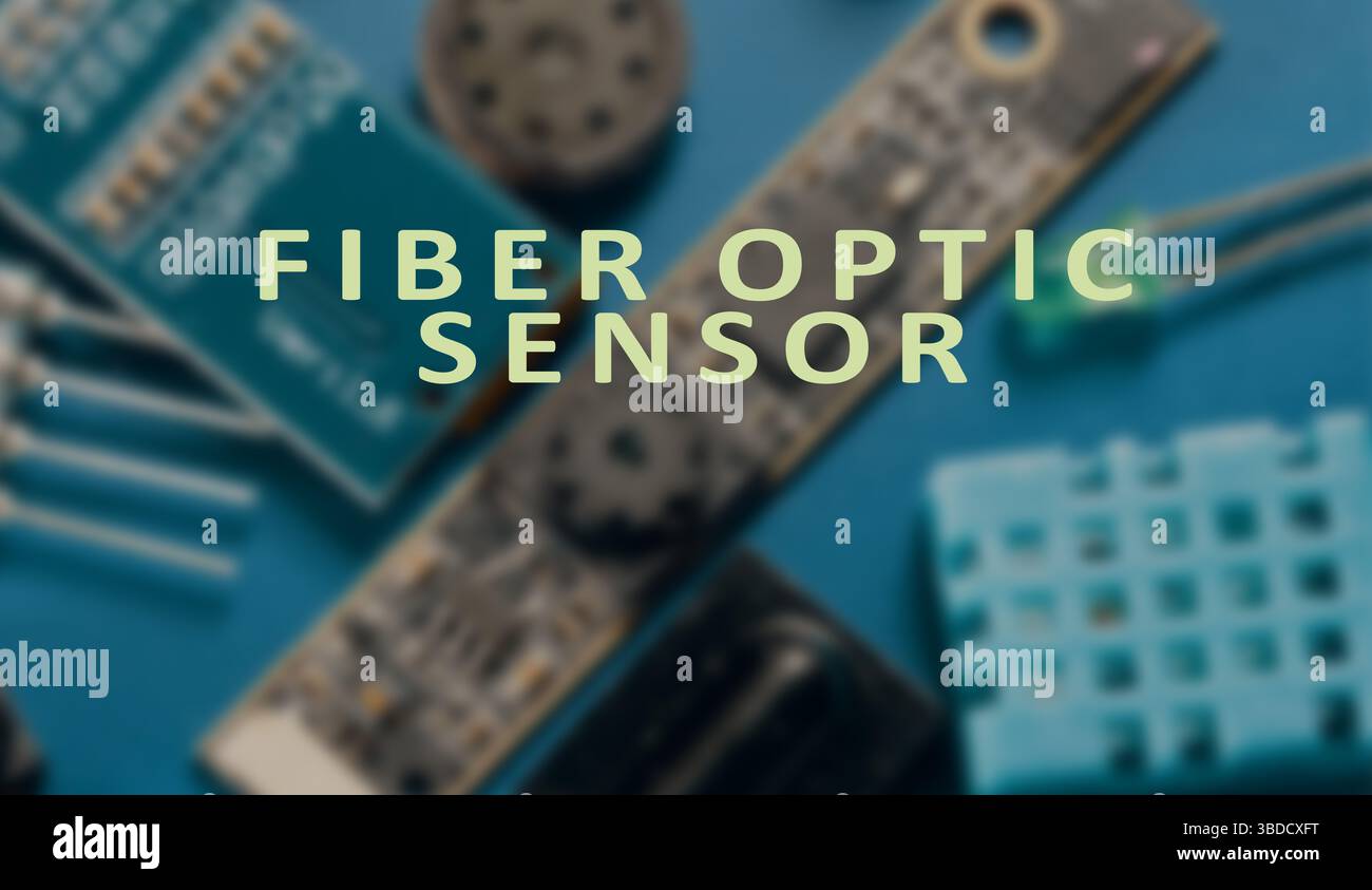 Capteur à fibre optique. Utilise la lumière transmise par fibres optiques pour mesurer divers paramètres physiques tels que la température, la pression ou la déformation. Banque D'Images