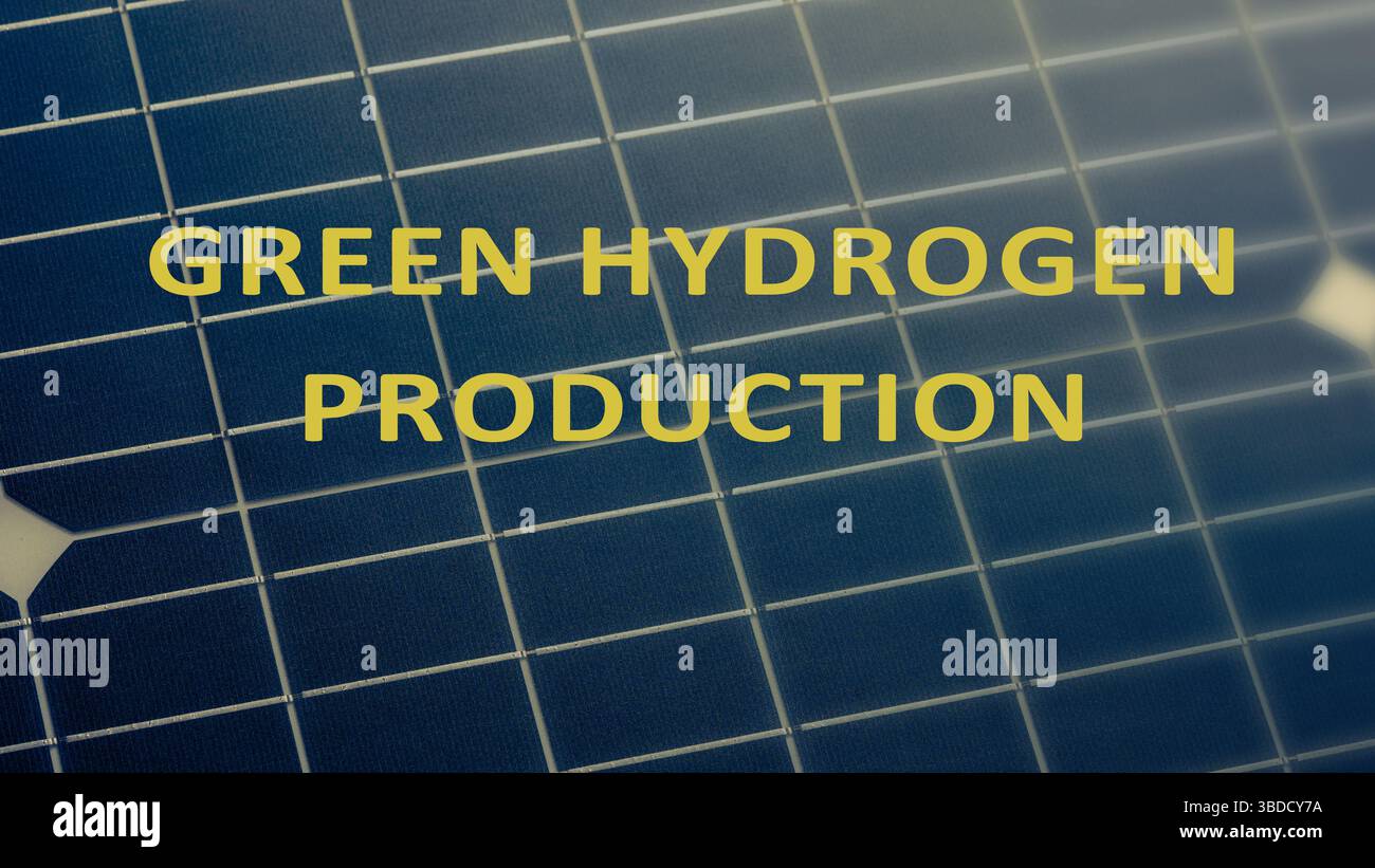 Production d'hydrogène vert. Hydrogène produit par électrolyse alimenté par des sources d'énergie renouvelables comme le solaire ou le vent. Banque D'Images