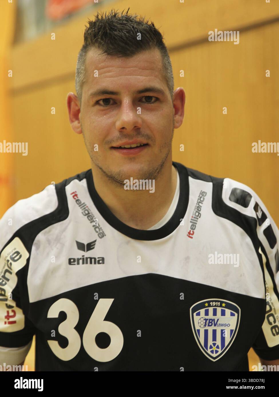 Joueur de handball néerlandais Arjan Haenen TBV Lemgo DHB HBL DKB Handball-Bundesliga saison 2014-15, joueur de handball néerlandais Arjan Haenen TBV Lemgo DHB HBL DKB Banque D'Images