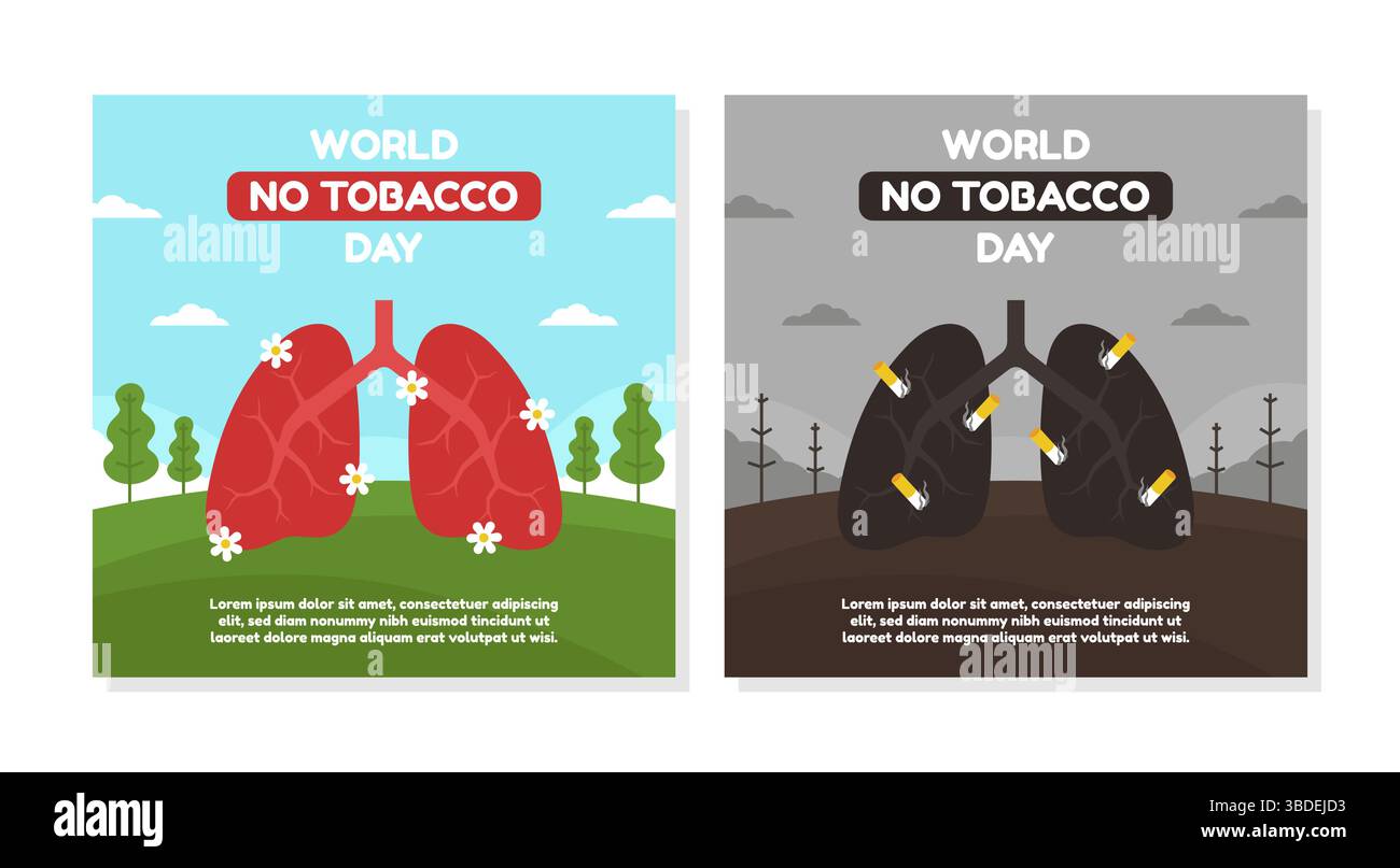 Une collection de vœux pour la Journée mondiale sans tabac adaptés aux campagnes de santé et aux publications sur les médias sociaux Illustration de Vecteur