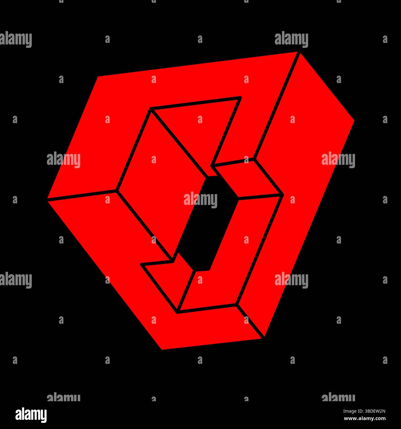 Formes impossibles. Logo illusion d'optique. Figures de géométrie sacrée. Objet géométrique éternel abstrait. Impossible contour sans fin. Art optique Illustration de Vecteur