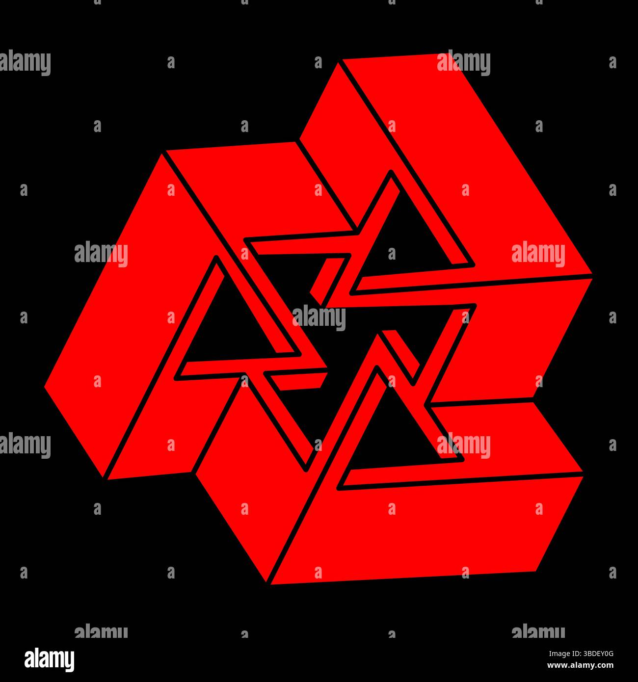 Logo. Formes impossibles, illusion d'optique, vecteur. Objets d'art optique. Figures géométriques. Ligne Illustration de Vecteur