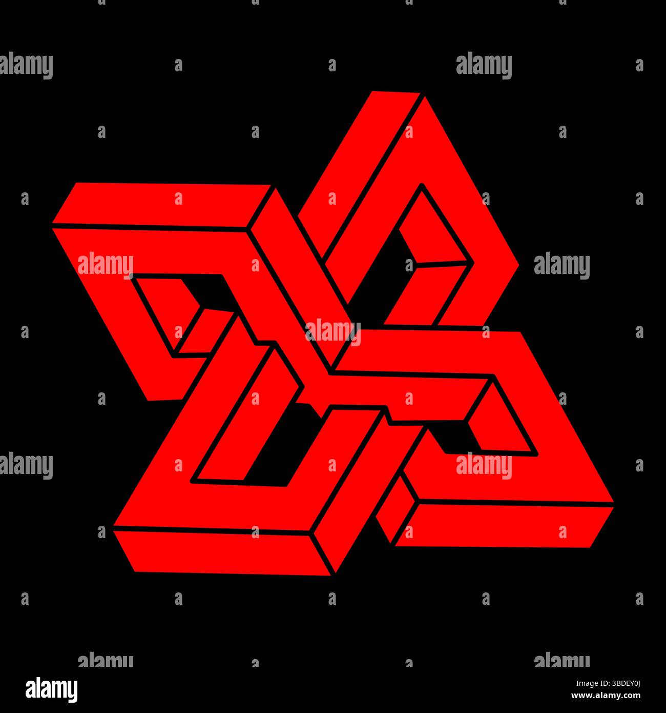 Logo de géométrie Escher Paradox. Objets d'illusion optique. Figures géométriques sacrées. Op Formes impossibles. Illustration de Vecteur