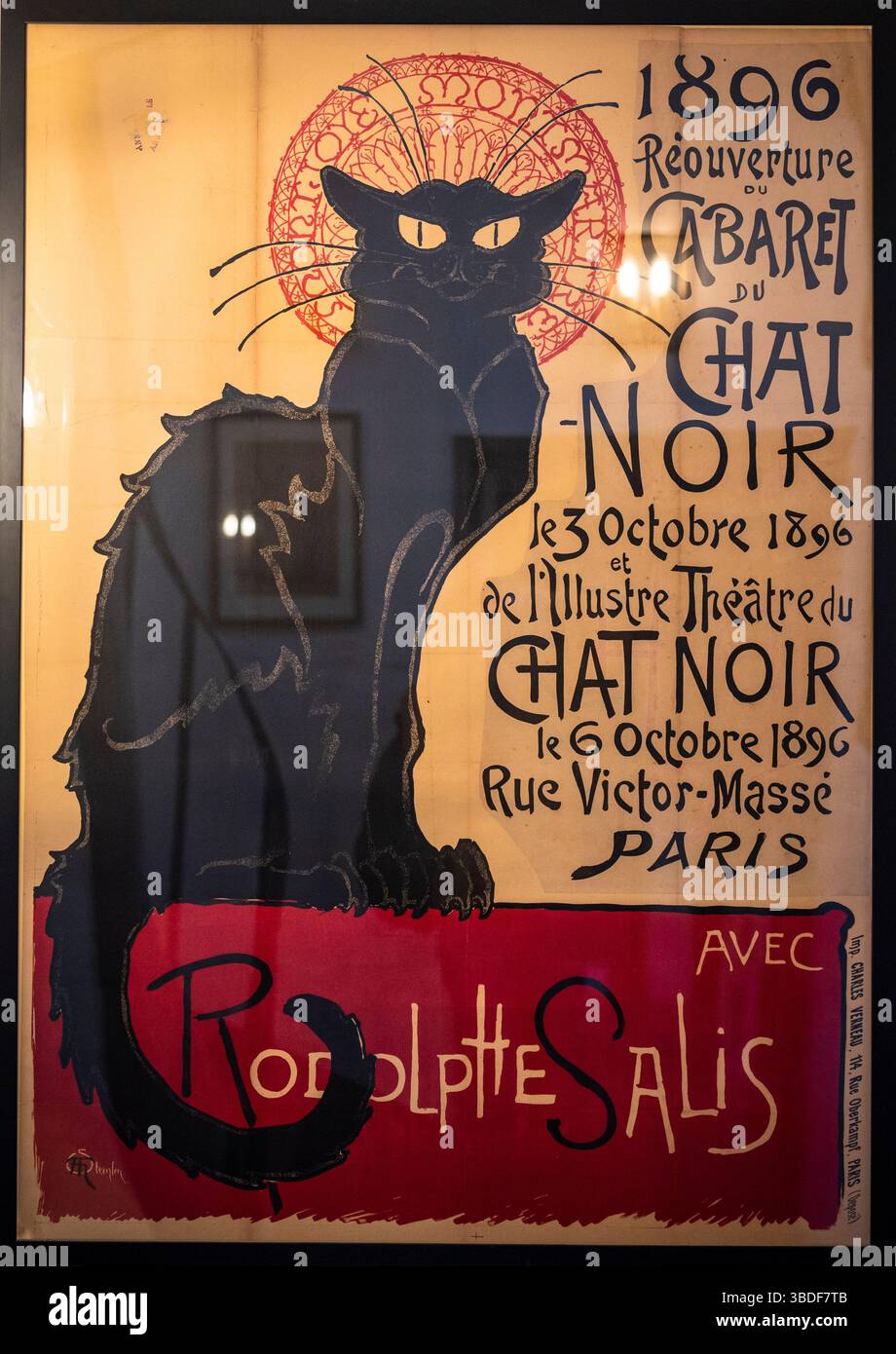 Affiche Cabaret Chat Noir, Musée de Montmartre, Montmartre, Paris, France Banque D'Images