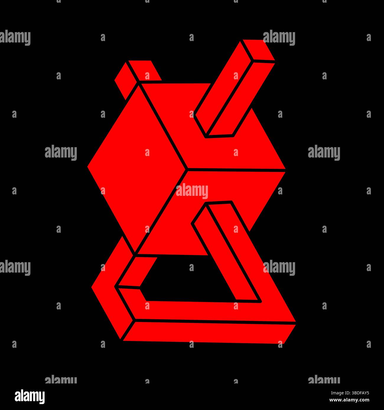 Formes impossibles. Figures de géométrie sacrée. Illusion d'optique. Objets géométriques éternels abstraits. Impossible contour sans fin. Ligne Art optique Illustration de Vecteur