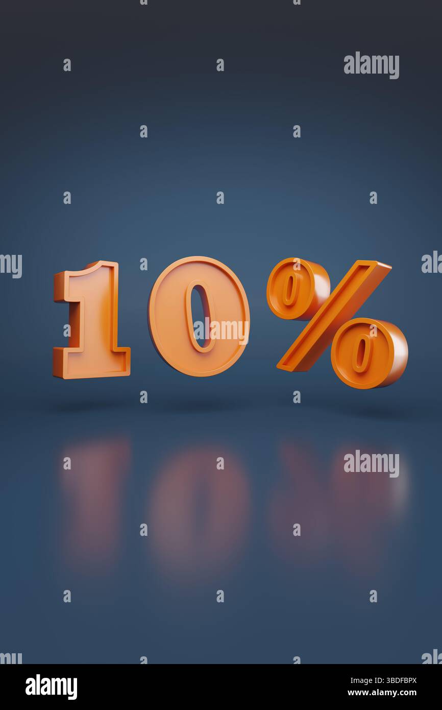 10% en trois dimensions. Illustration 3D. Banque D'Images