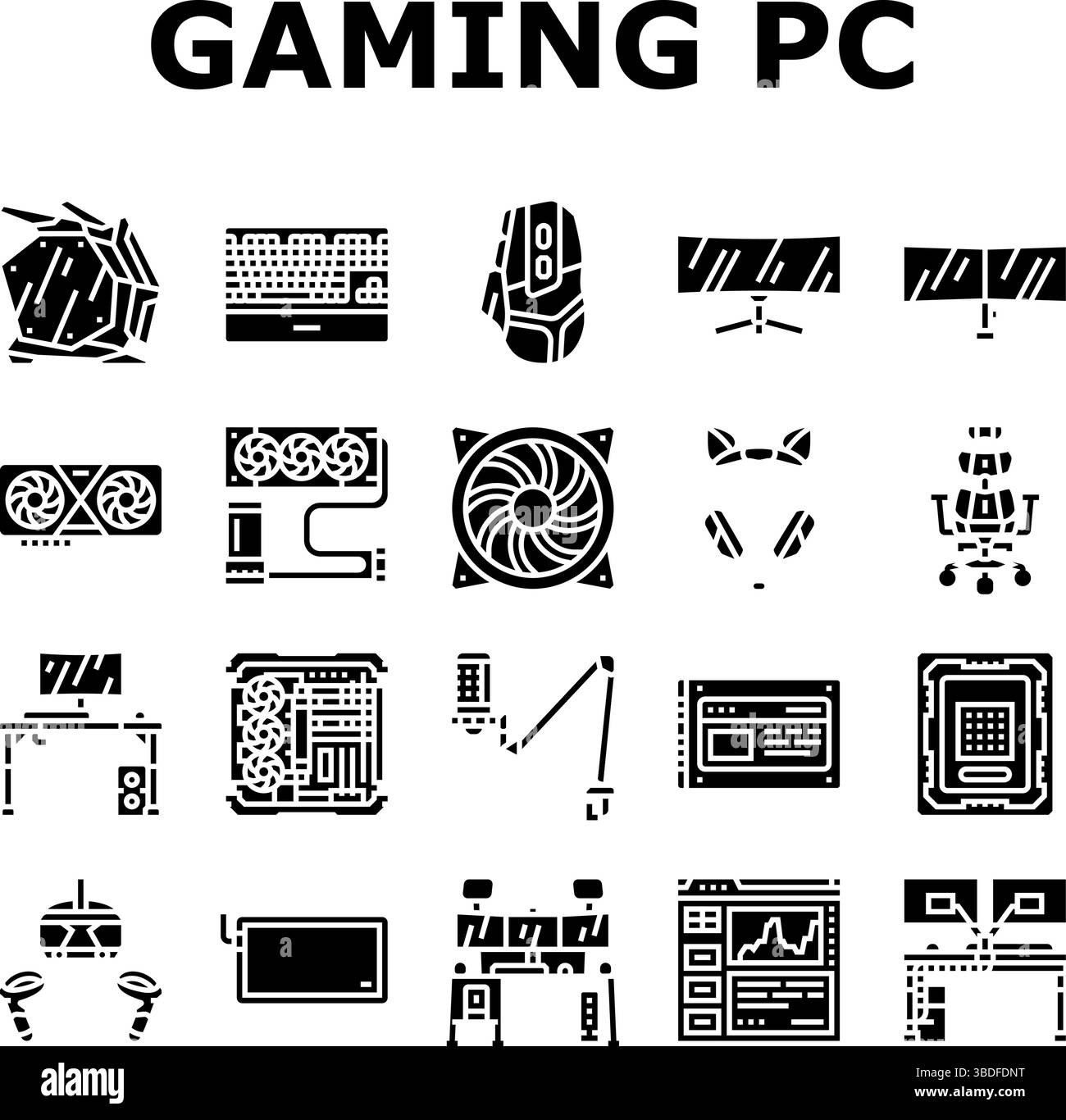icônes de matériel de pc de jeu définir vecteur Illustration de Vecteur