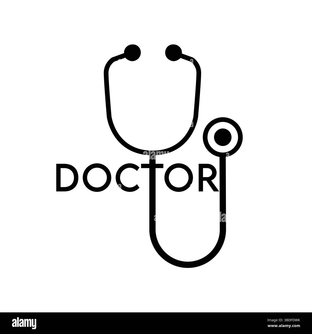 Icône Doctor avec stéthoscope – illustration vectorielle de conception de logo médical Illustration de Vecteur