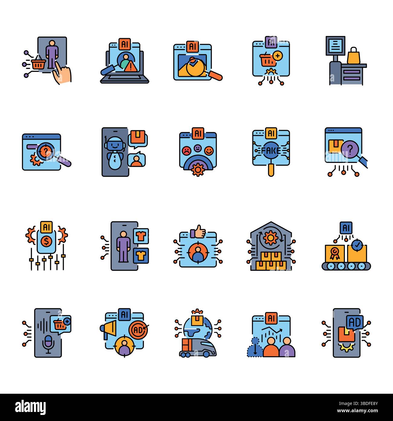 Icônes de ligne de couleur de détail définies pour les projets numériques et d'impression. Icônes nettes minimales pour les applications et les sites Web. Icônes simples modernes pour UI UX et branding Illustration de Vecteur