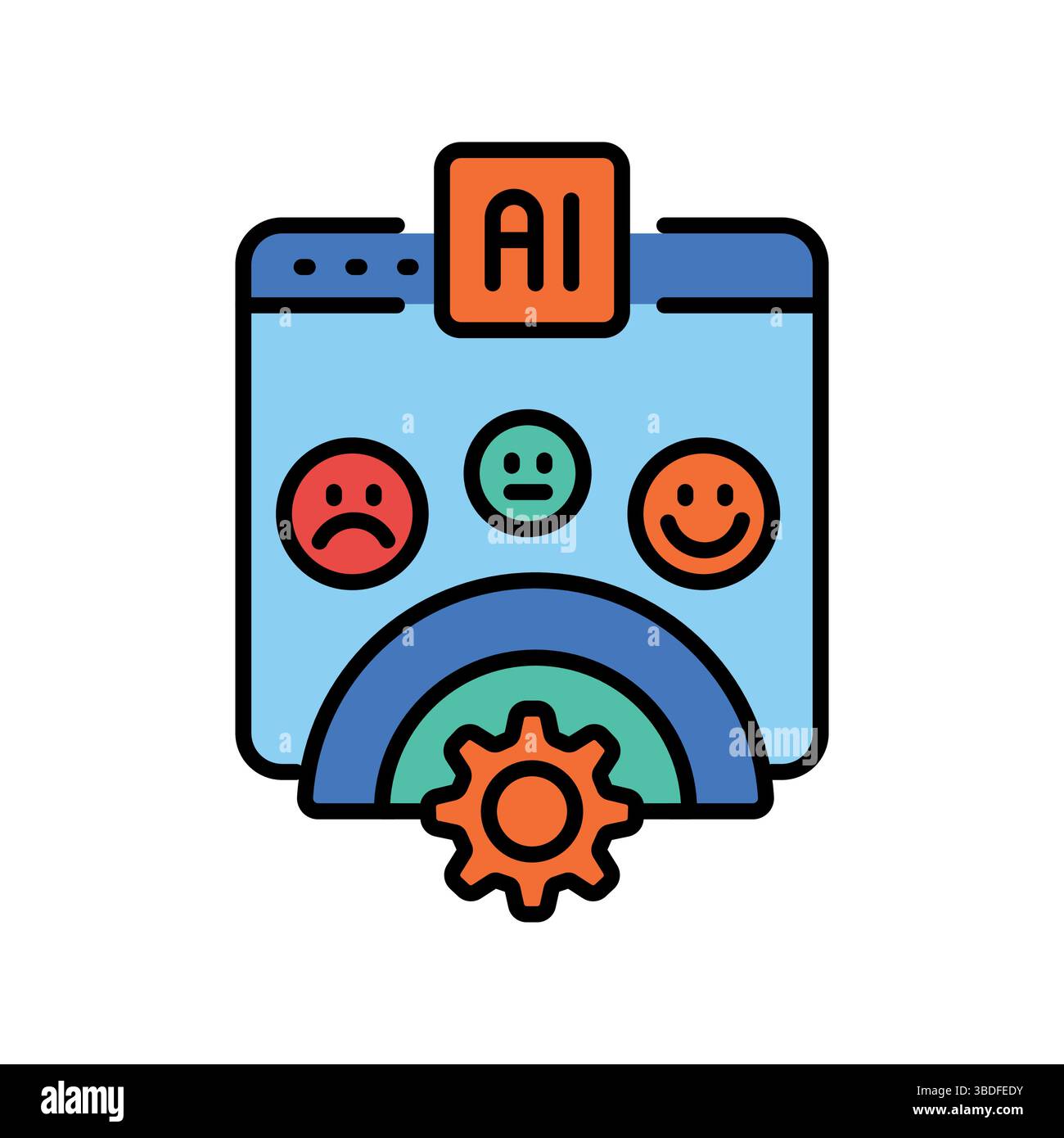 Icône de ligne de couleur d'analyse de sentiment pour les projets numériques et d'impression. Icônes nettes minimales pour les applications et les sites Web. Icônes simples modernes pour UI UX et marque Illustration de Vecteur