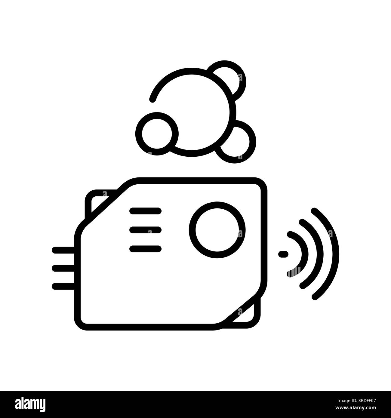 icône de ligne noire du capteur de particules pour les projets numériques et imprimés. Icônes nettes minimales pour les applications et les sites Web. Icônes simples modernes pour UI UX et branding Illustration de Vecteur