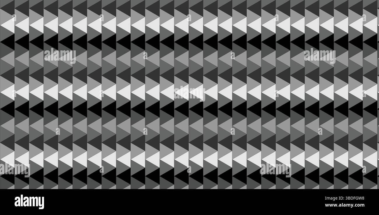 Motif triangulaire géométrique noir et blanc sans couture, fond abstrait moderne zigzag ou chevrons répété, conception d'illusion optique monochromatique. Illustration de Vecteur