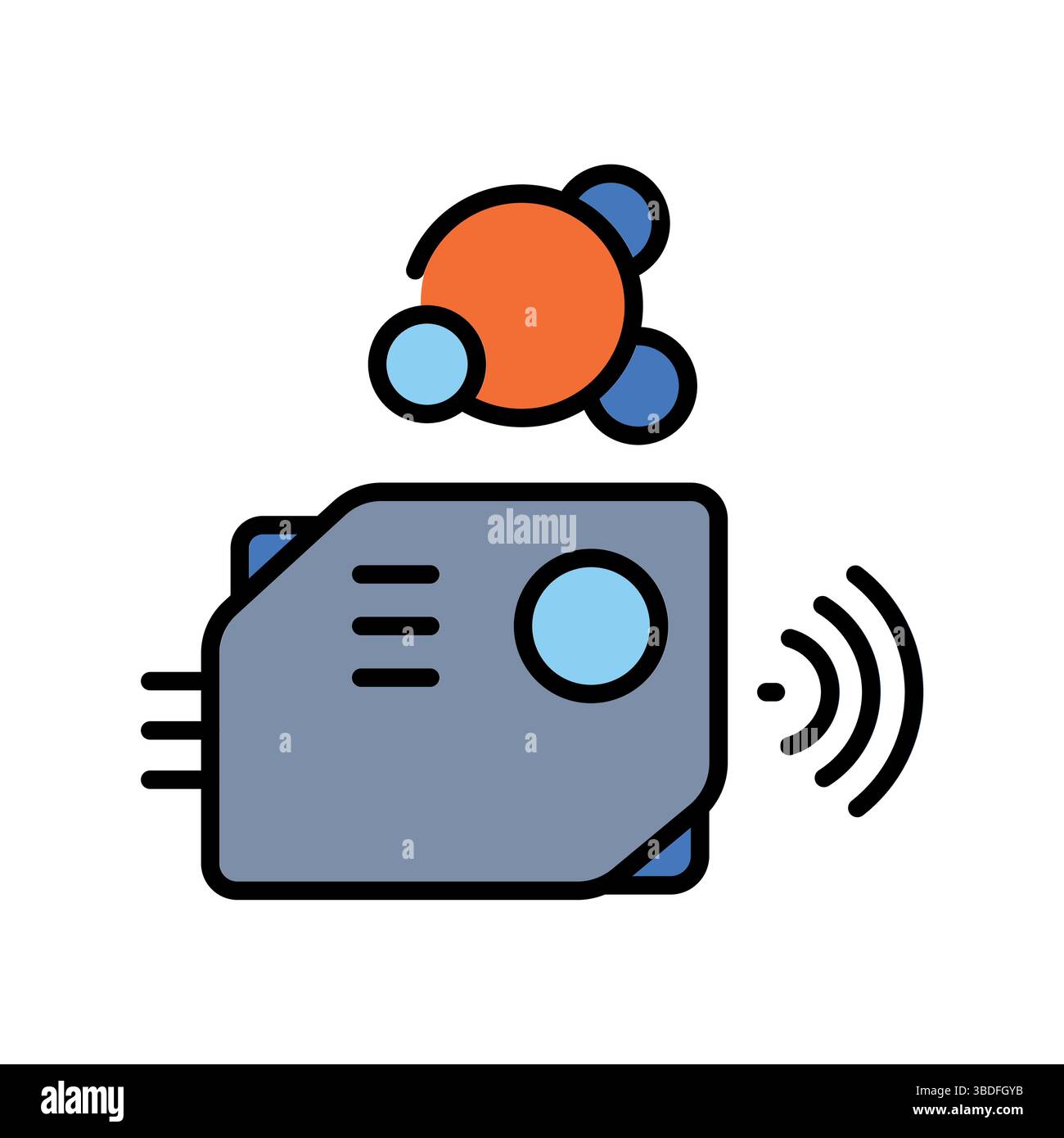 icône de ligne de couleur de capteur de particules pour les projets numériques et d'impression. Icônes nettes minimales pour les applications et les sites Web. Icônes simples modernes pour UI UX et branding Illustration de Vecteur