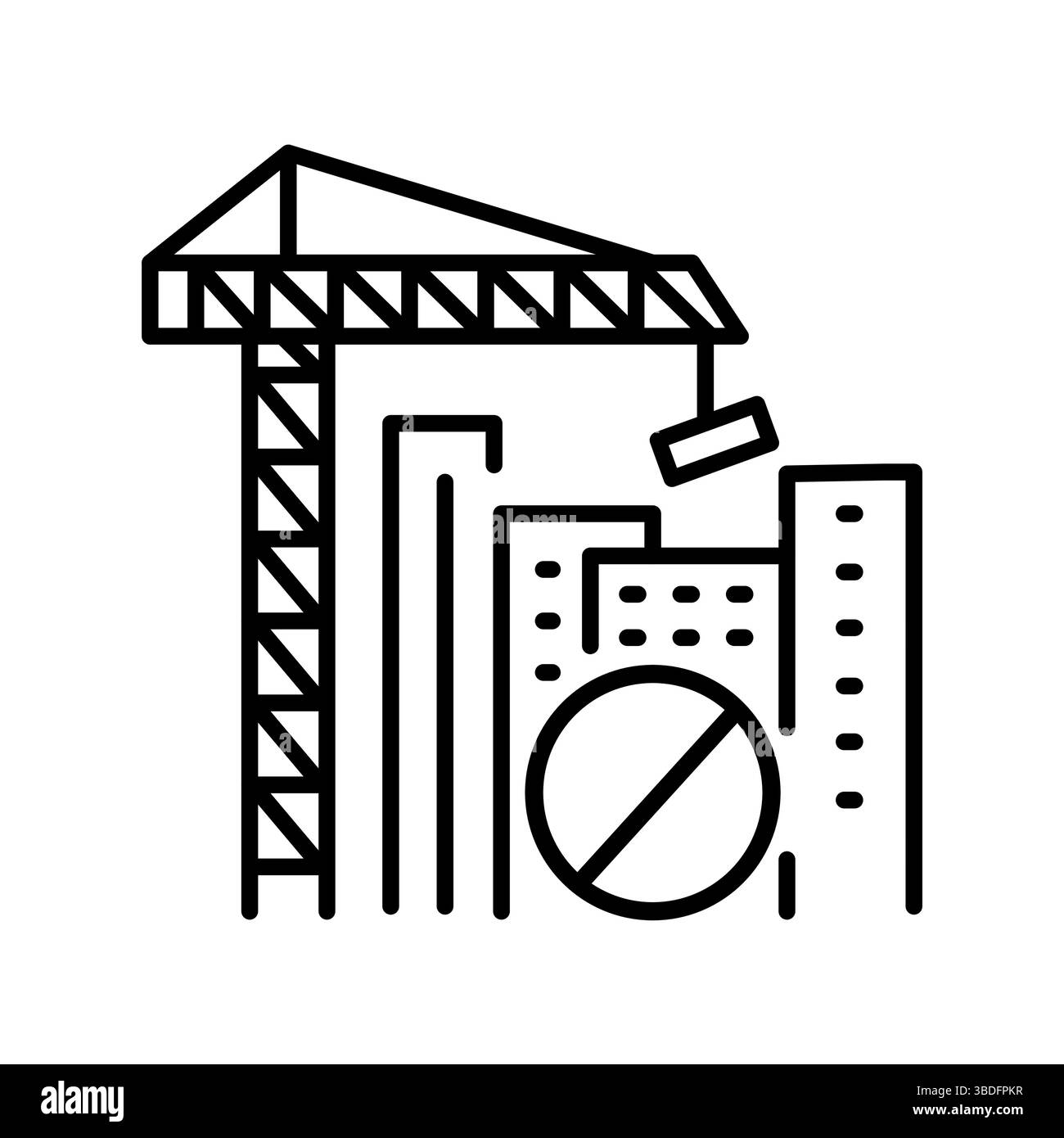icône de ligne de construction illégale de détection. Elément isolé par vecteur. Contour modifiable. Illustration de Vecteur