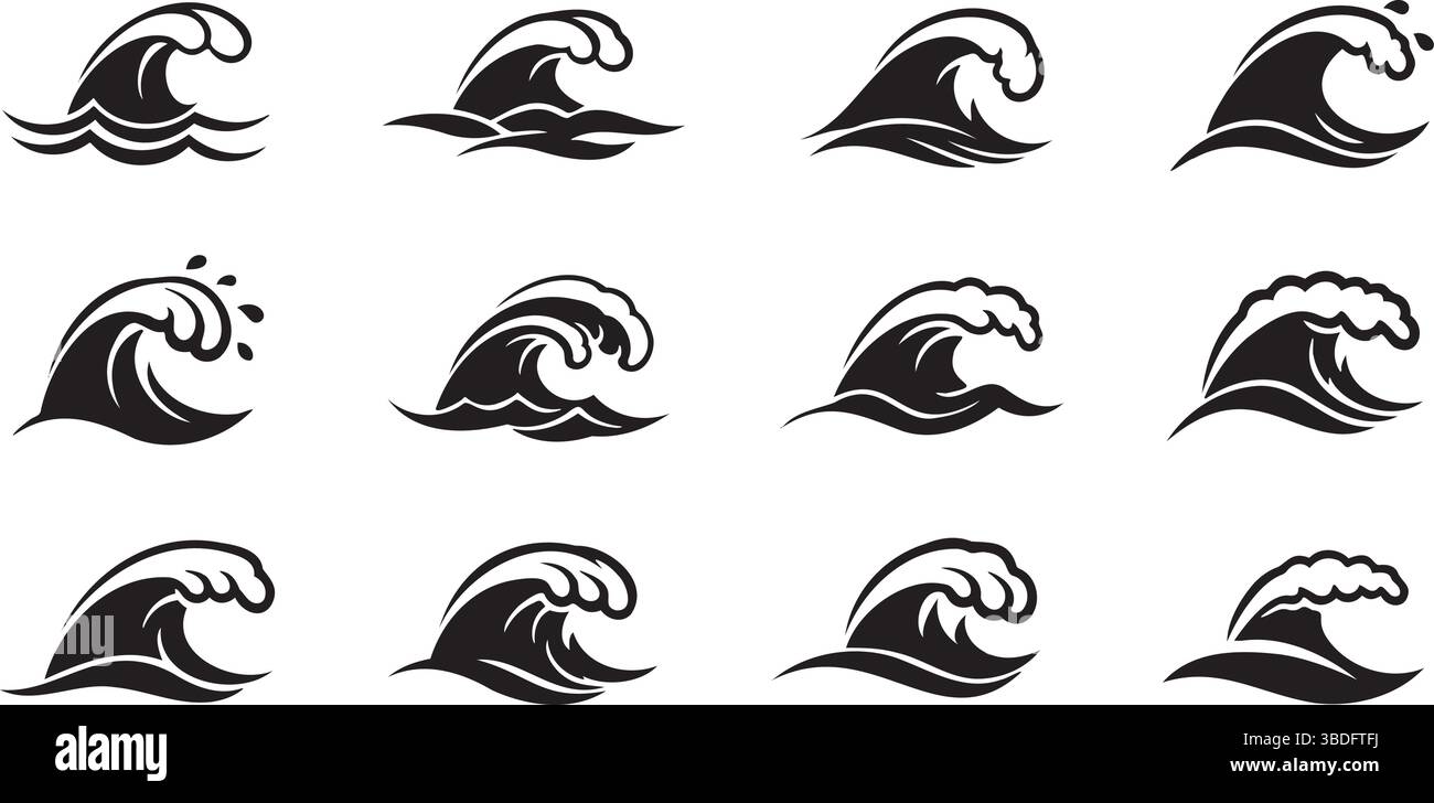 Vagues de la nature illustrations vectorielles élégantes de motifs d'eau Ocean Breeze Minimalist Wave Vector Collection Illustration de Vecteur