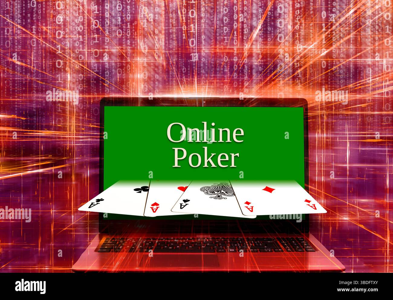 cartes de poker à l'écran, jeu de poker en ligne et concept de casino en ligne Banque D'Images