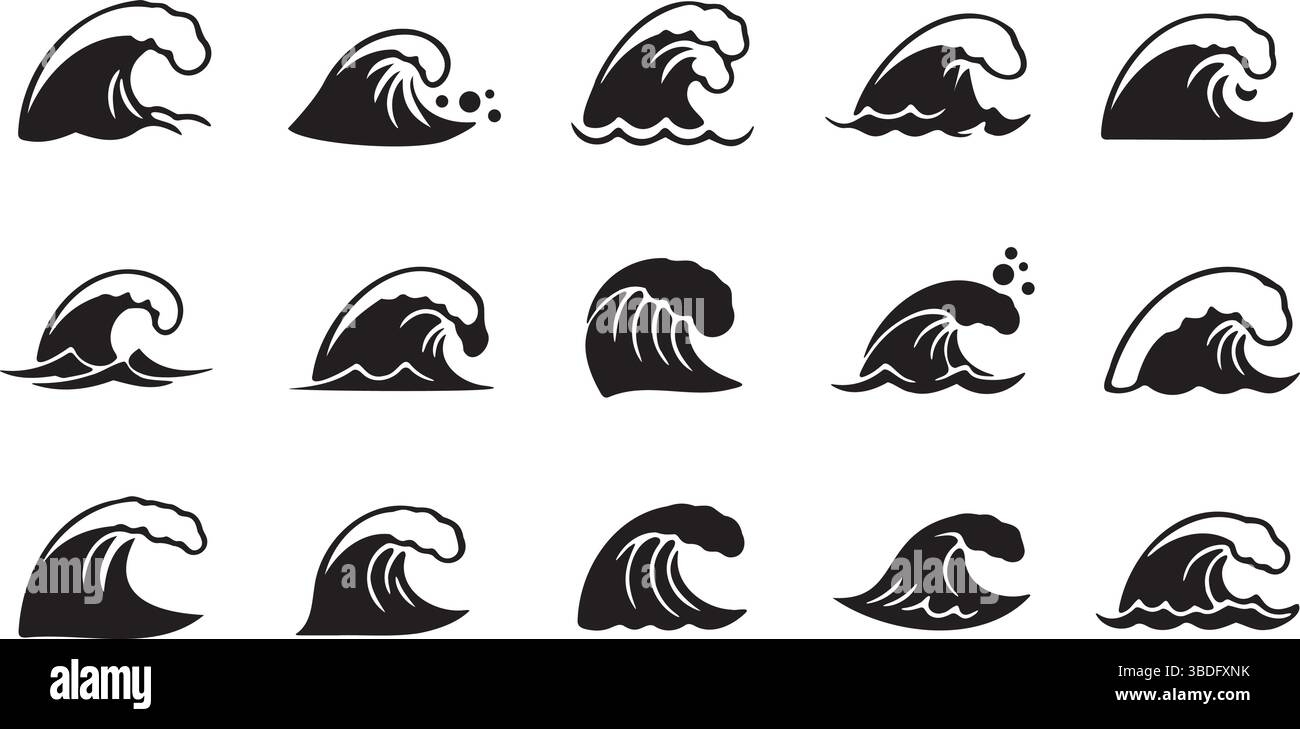 Vagues de la nature illustrations vectorielles élégantes de motifs d'eau Ocean Breeze Minimalist Wave Vector Collection Illustration de Vecteur