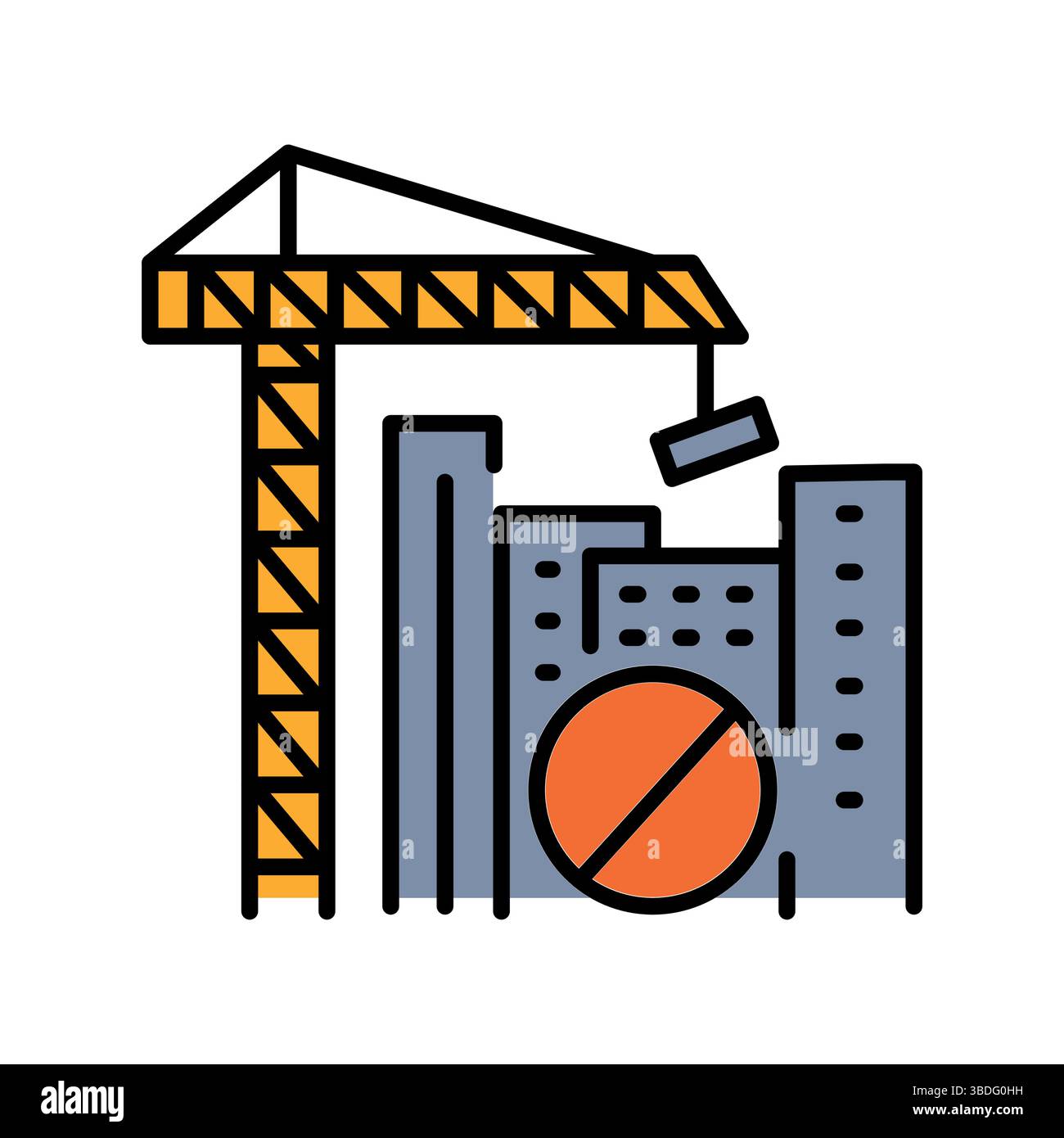 icône plate de couleur de détection des constructions illégales. Elément isolé par vecteur. Contour modifiable. Illustration de Vecteur