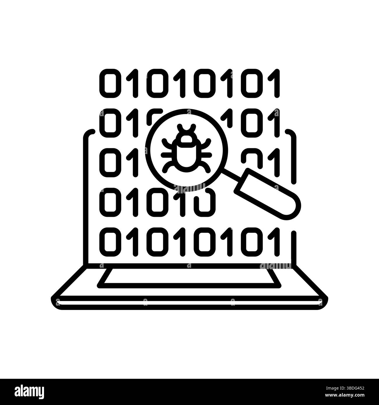 icône de ligne noire de détection de bogues pour les projets numériques et d'impression. Icônes nettes minimales pour les applications et les sites Web. Icônes simples modernes pour UI UX et branding Illustration de Vecteur