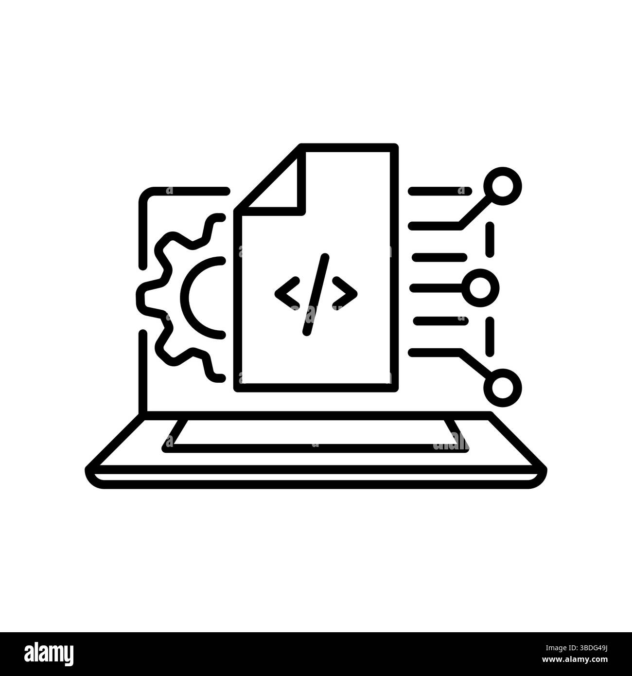 icône de ligne noire de génération de documentation de code pour les projets numériques et imprimés. Icônes nettes minimales pour les applications et les sites Web. Icônes simples modernes pour UI U. Illustration de Vecteur