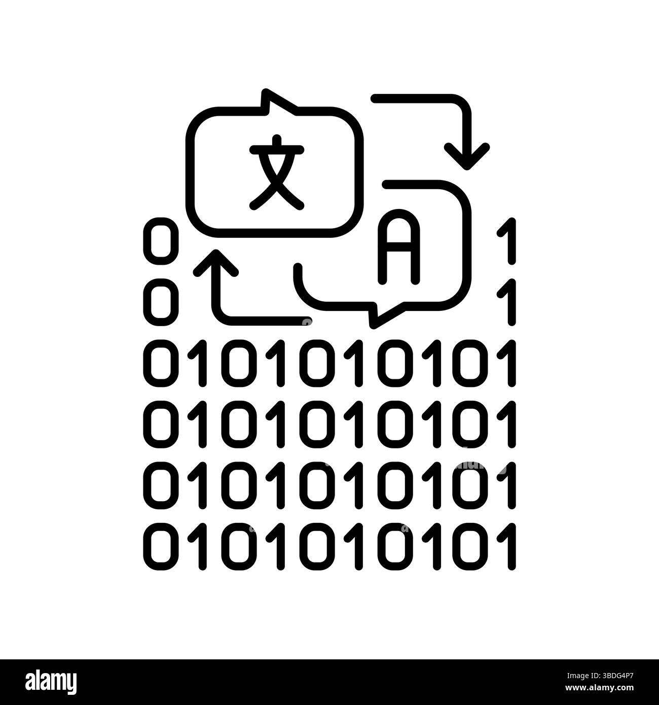 icône de ligne noire de traduction de code pour les projets numériques et imprimés. Icônes nettes minimales pour les applications et les sites Web. Icônes simples modernes pour UI UX et brandin Illustration de Vecteur