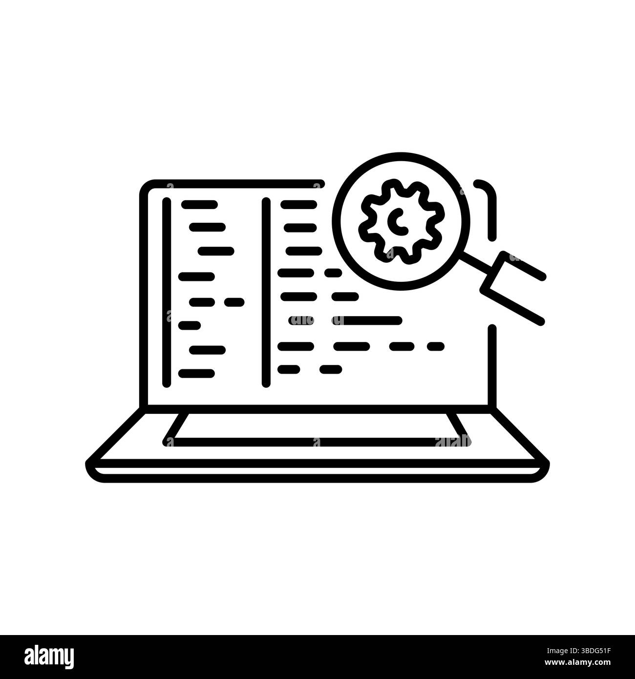 icône de ligne noire des outils d'analyse de code pour les projets numériques et d'impression. Icônes nettes minimales pour les applications et les sites Web. Icônes simples modernes pour UI UX et Illustration de Vecteur