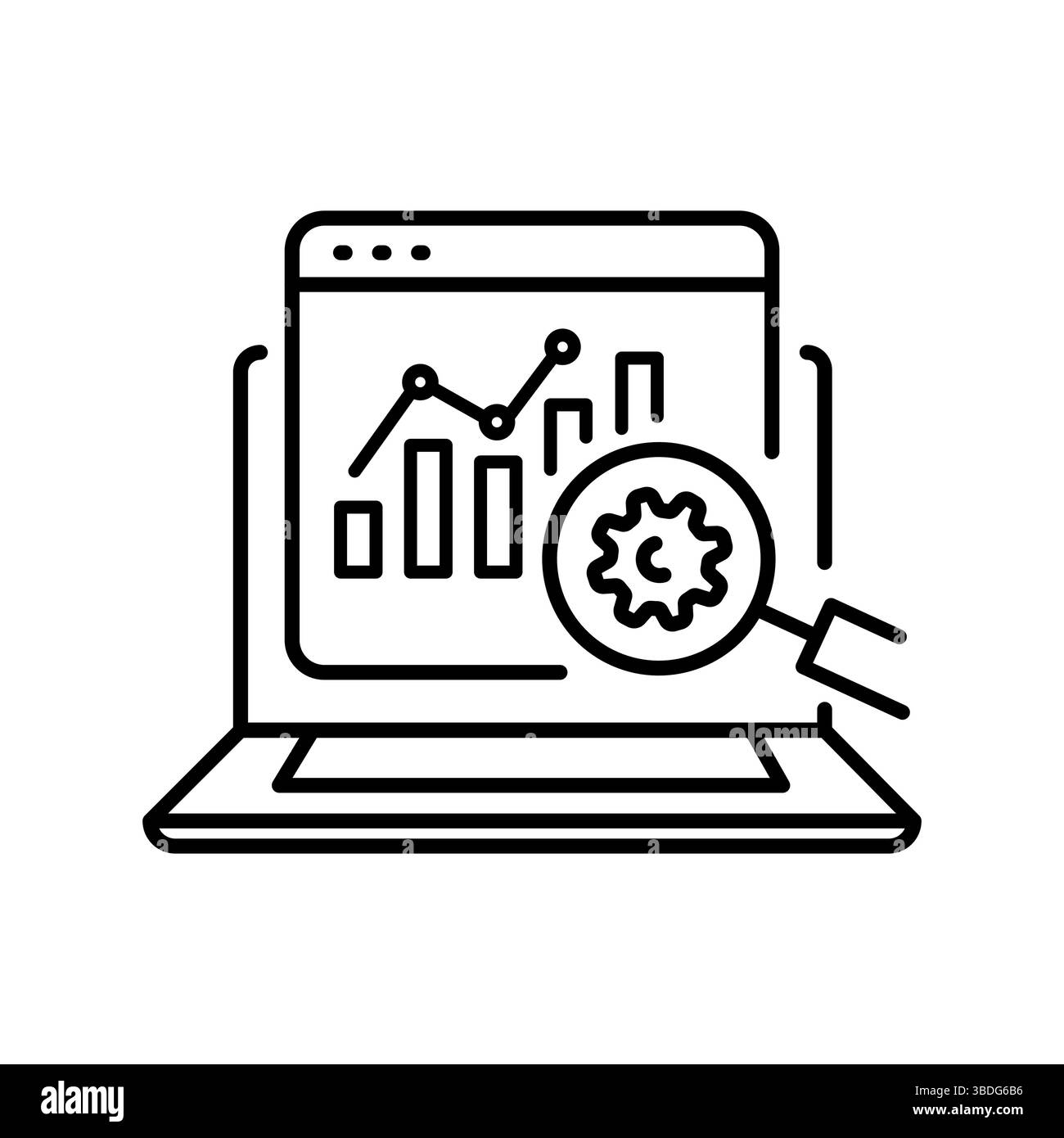 icône de ligne noire d'analyse des performances du programme pour les projets numériques et d'impression. Icônes nettes minimales pour les applications et les sites Web. Icônes simples modernes pour UI UX Illustration de Vecteur