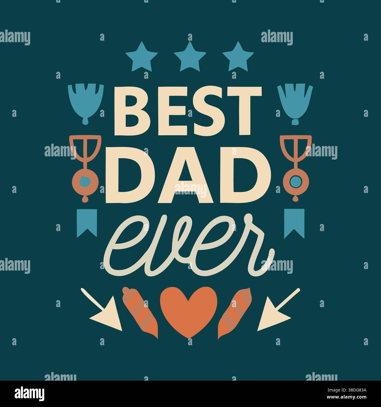 Carte imprimable et significative de fête des pères et paquet d'art mural avec des messages d'amour, d'appréciation et de gratitude de la part des enfants, du fils, du daugh Illustration de Vecteur