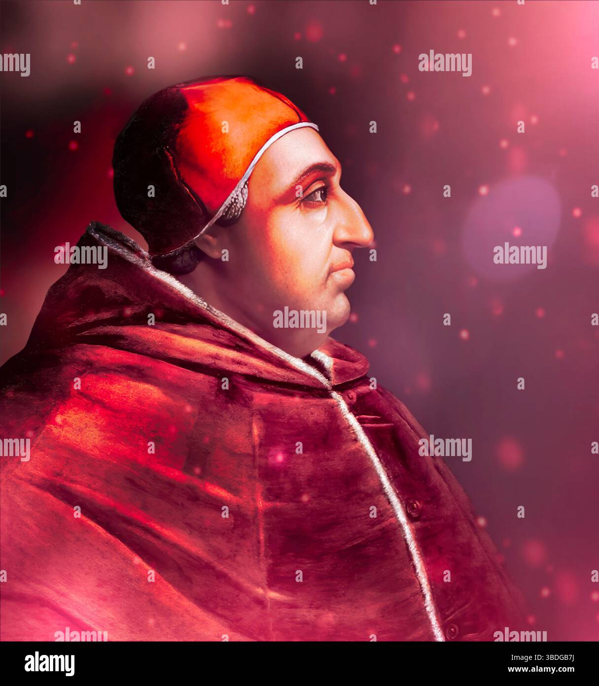 Le pape Alexandre VI, Alessandro VI, Alexandre VI, Alejandro VI, né Roderic Llançol i de Borja, c. 1431 – 1503, souverain des États pontificaux de 1492 jusqu'à sa mort en 1503, édité numériquement d'après une peinture de Cristofano dell'Altissimo Banque D'Images