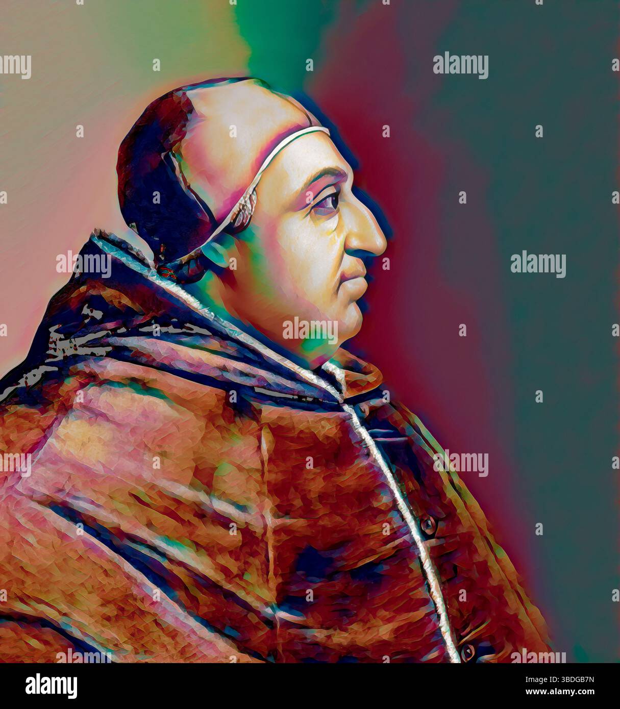 Le pape Alexandre VI, Alessandro VI, Alexandre VI, Alejandro VI, né Roderic Llançol i de Borja, c. 1431 – 1503, souverain des États pontificaux de 1492 jusqu'à sa mort en 1503, édité numériquement d'après une peinture de Cristofano dell'Altissimo Banque D'Images