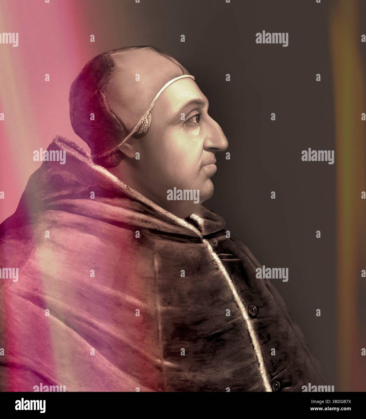 Le pape Alexandre VI, Alessandro VI, Alexandre VI, Alejandro VI, né Roderic Llançol i de Borja, c. 1431 – 1503, souverain des États pontificaux de 1492 jusqu'à sa mort en 1503, édité numériquement d'après une peinture de Cristofano dell'Altissimo Banque D'Images