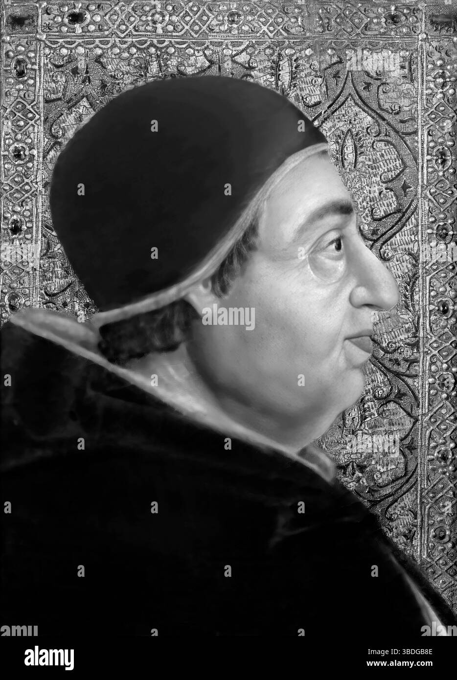 Le pape Alexandre VI, Alessandro VI, Alexandre VI, Alejandro VI, né Roderic Llançol i de Borja, c. 1431 – 1503, souverain des États pontificaux de 1492 jusqu'à sa mort en 1503, édité numériquement d'après un tableau attribué à Pedro Berruguete Banque D'Images