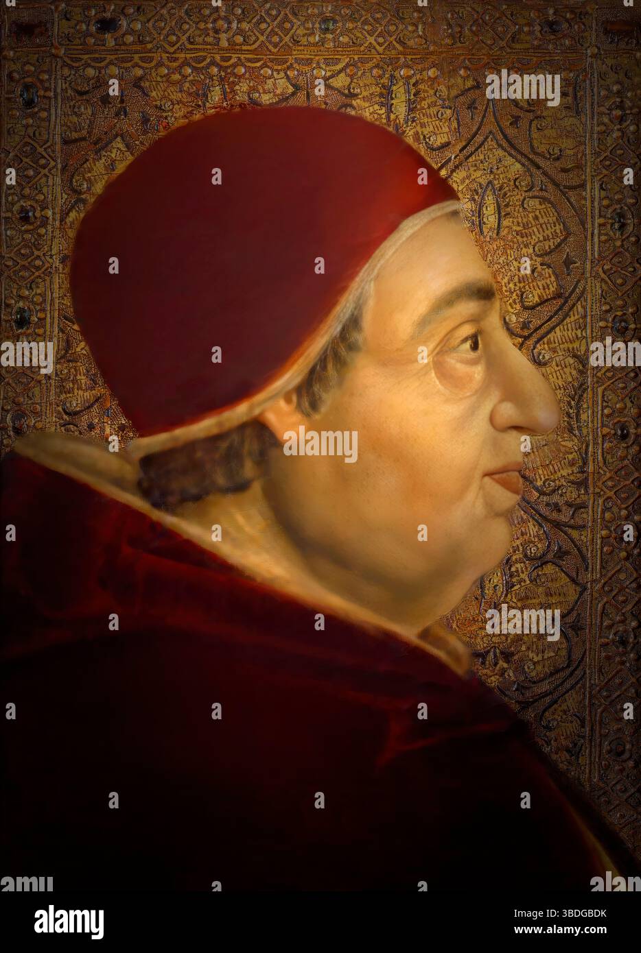 Le pape Alexandre VI, Alessandro VI, Alexandre VI, Alejandro VI, né Roderic Llançol i de Borja, c. 1431 – 1503, souverain des États pontificaux de 1492 jusqu'à sa mort en 1503, édité numériquement d'après un tableau attribué à Pedro Berruguete Banque D'Images