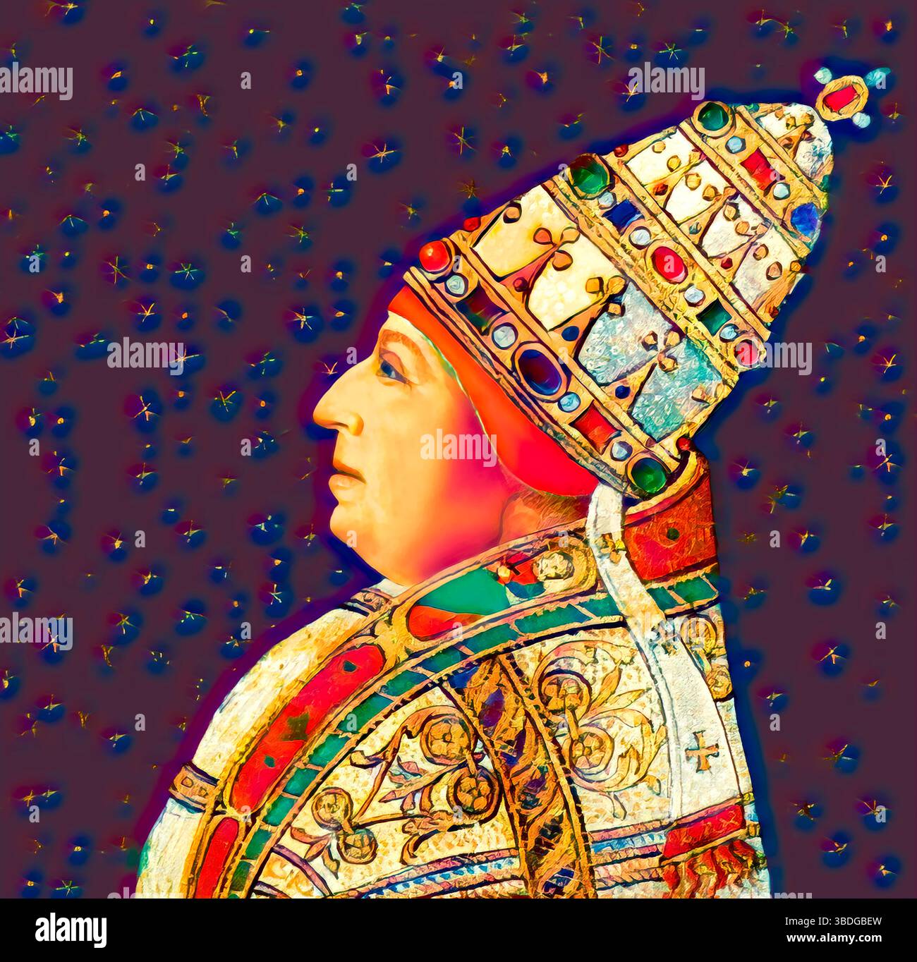 Le pape Alexandre VI, Alessandro VI, Alexandre VI, Alejandro VI, né Roderic Llançol i de Borja, c. 1431 – 1503, souverain des États pontificaux de 1492 jusqu'à sa mort en 1503, édité numériquement d'après une peinture Banque D'Images