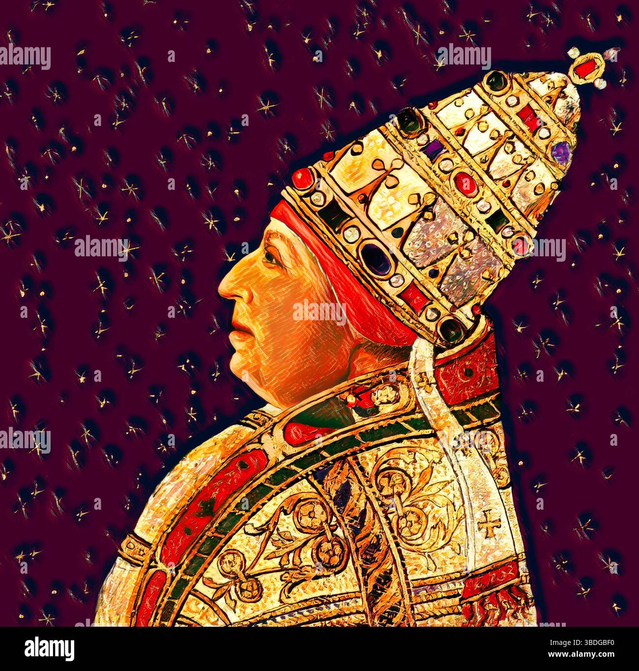 Le pape Alexandre VI, Alessandro VI, Alexandre VI, Alejandro VI, né Roderic Llançol i de Borja, c. 1431 – 1503, souverain des États pontificaux de 1492 jusqu'à sa mort en 1503, édité numériquement d'après une peinture Banque D'Images