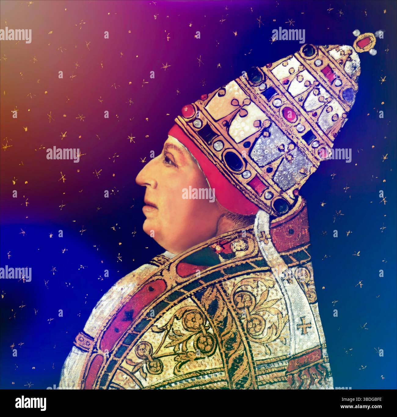 Le pape Alexandre VI, Alessandro VI, Alexandre VI, Alejandro VI, né Roderic Llançol i de Borja, c. 1431 – 1503, souverain des États pontificaux de 1492 jusqu'à sa mort en 1503, édité numériquement d'après une peinture Banque D'Images