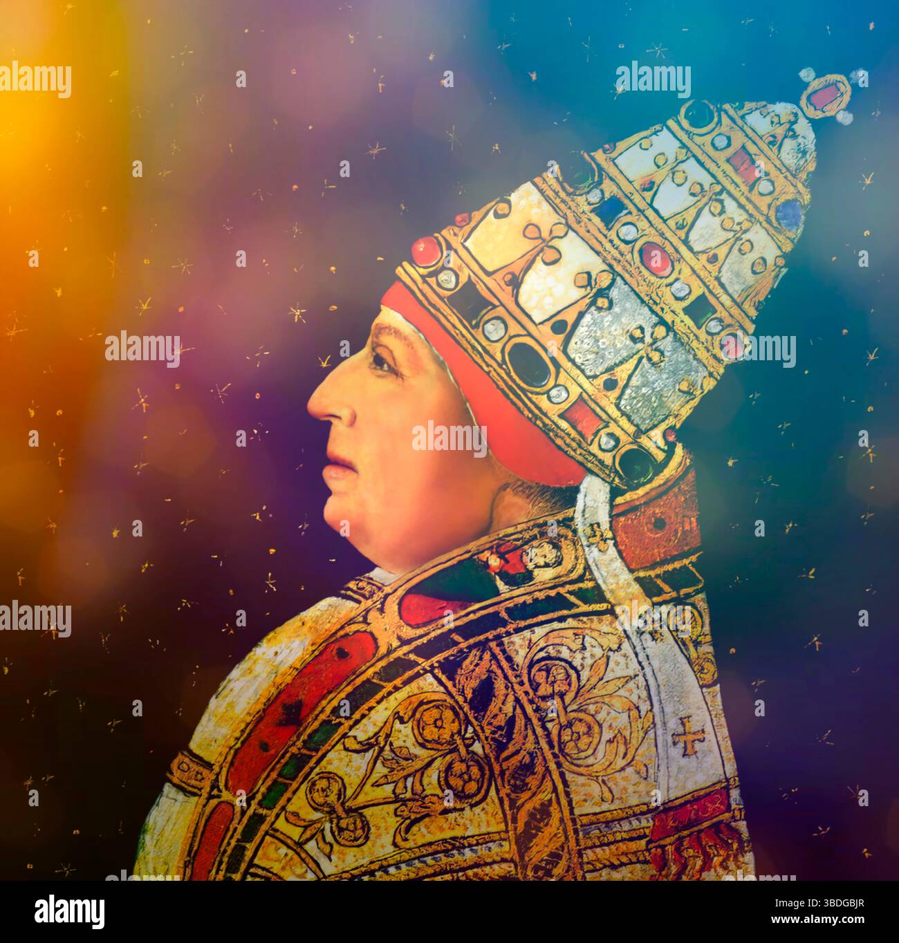 Le pape Alexandre VI, Alessandro VI, Alexandre VI, Alejandro VI, né Roderic Llançol i de Borja, c. 1431 – 1503, souverain des États pontificaux de 1492 jusqu'à sa mort en 1503, édité numériquement d'après une peinture Banque D'Images