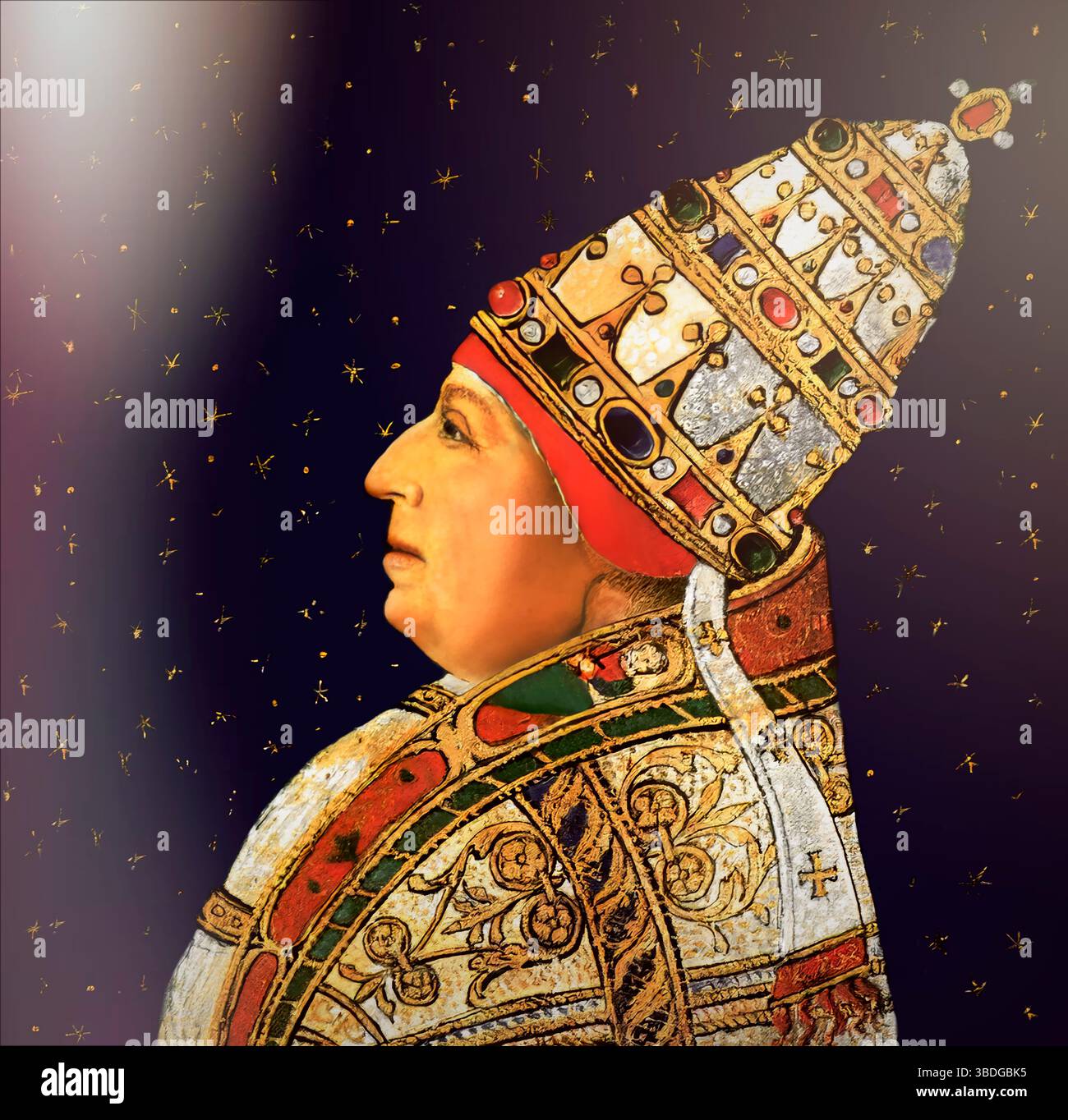 Le pape Alexandre VI, Alessandro VI, Alexandre VI, Alejandro VI, né Roderic Llançol i de Borja, c. 1431 – 1503, souverain des États pontificaux de 1492 jusqu'à sa mort en 1503, édité numériquement d'après une peinture Banque D'Images