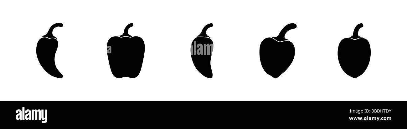Ensemble de vecteur de piments forts. poivrons, jalapeno, habanero, cayenne. Ensemble de vecteur de fruits. Illustration vectorielle. Illustration de Vecteur