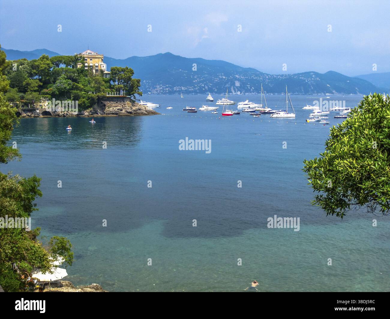 La route pittoresque entre Portofino Aire Marine Naturelle et Santa Margherita Ligure où vous pouvez trouver certains des plus belles villas dans la zone et Banque D'Images