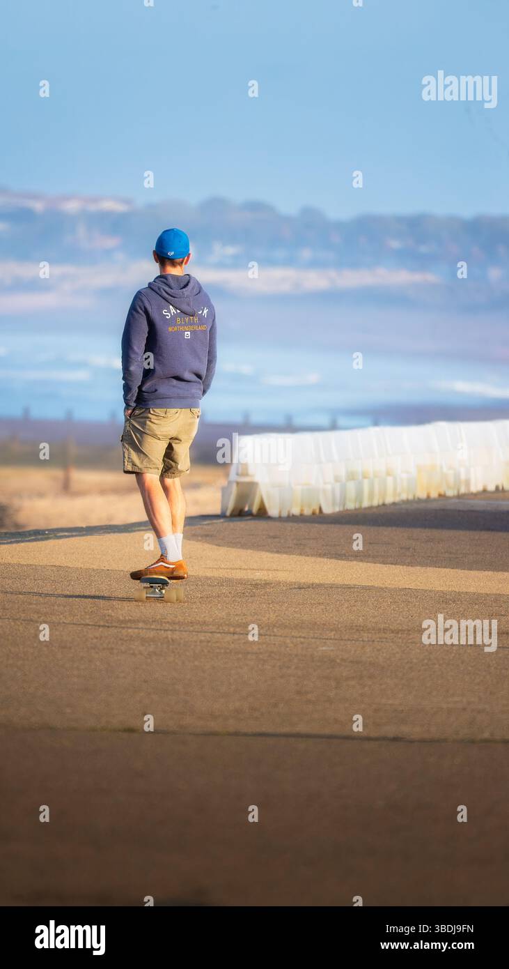 Patinage sur le Prom, Blyth Northumberland, mai 2025 Banque D'Images