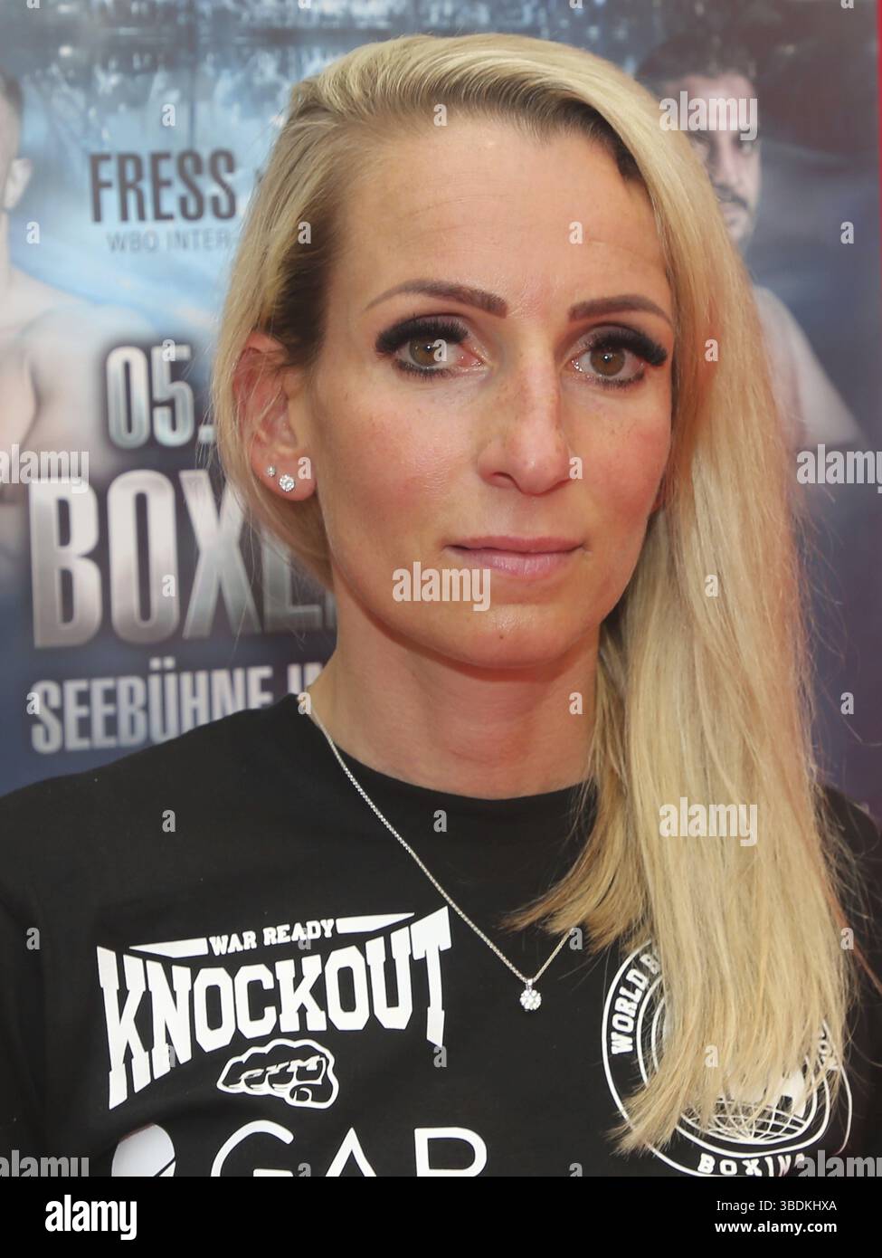 Cutwoman Pia Mazelanik au Gala de boxe ses le 05 juin 2021 sur le Seebuehne Magdeburg, Cutwoman Pia Mazelanik au Gala de boxe ses le 05 juin 20 Banque D'Images