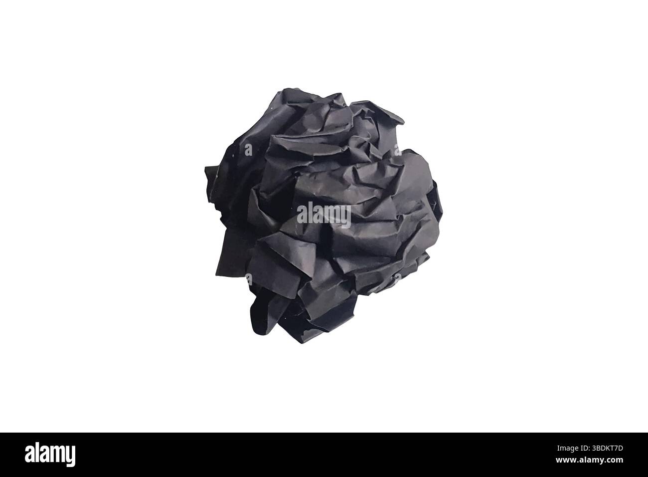 Boule de papier froissée noire, boule de papier froissée noire abstraite sur fond blanc Illustration de Vecteur