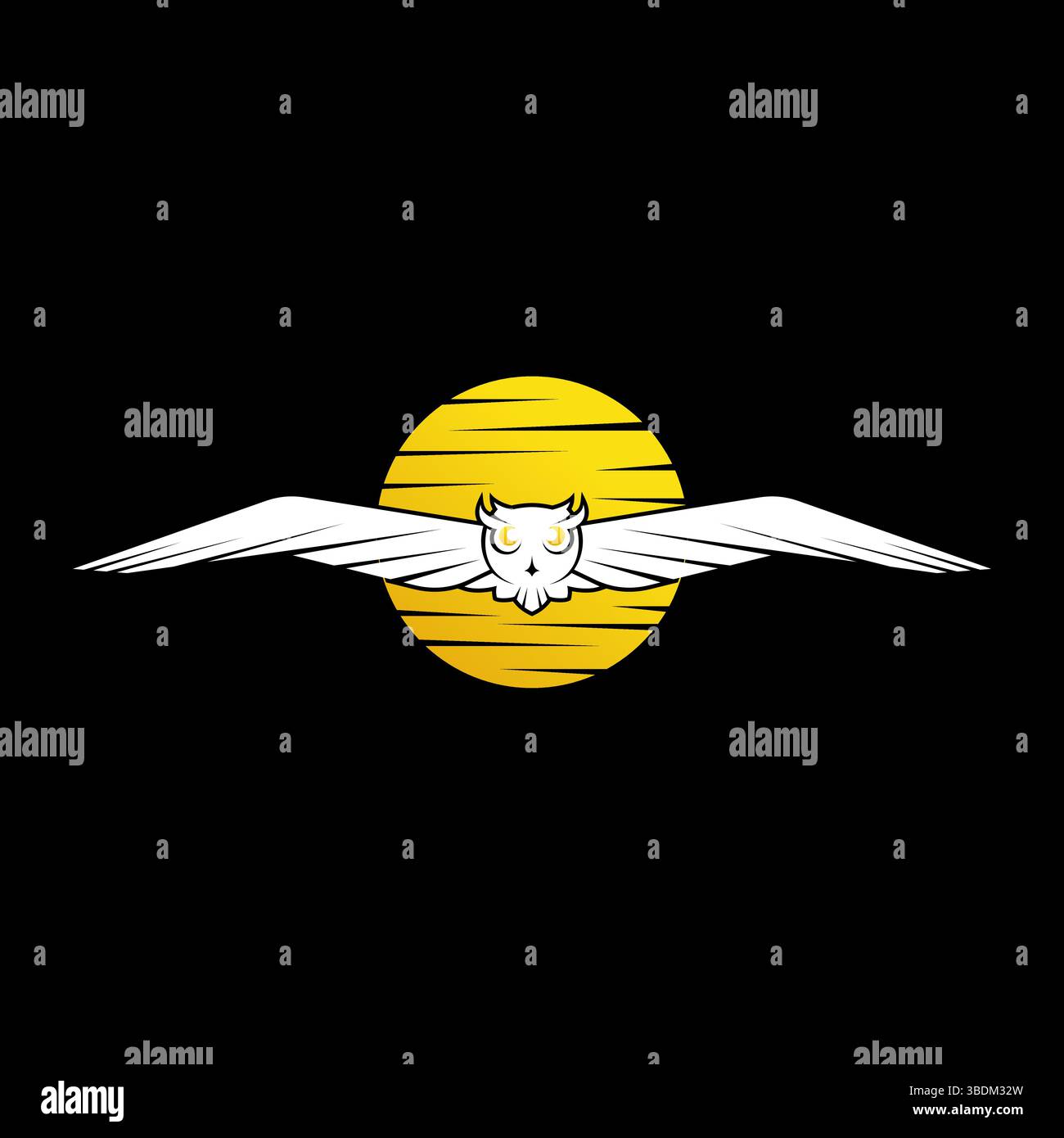 Conception de logo concept graphique créatif premium vecteur image stock top vendre hibou aile volant sur fond de lune de nuit animal mystère horreur effrayant prédateur Illustration de Vecteur