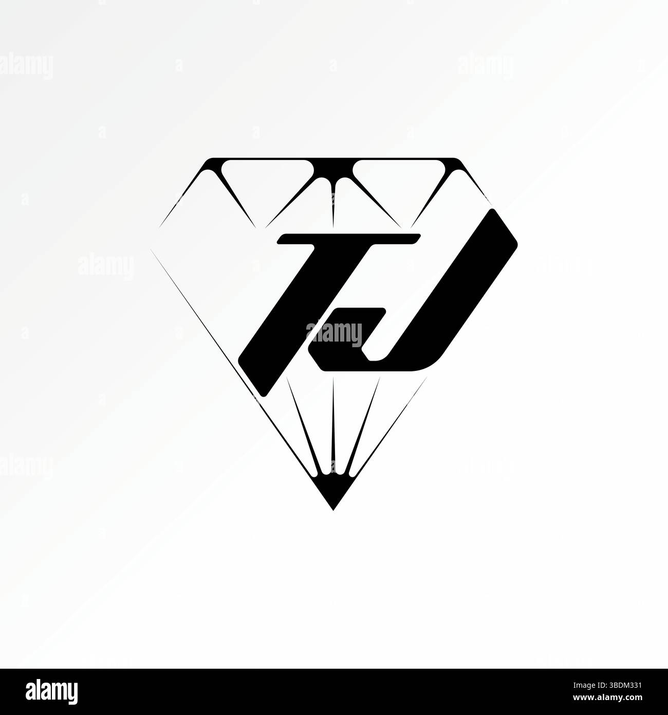 Conception de logo concept graphique créatif premium vecteur image stock top vendre abstrait unique Diamond line art initial TJ font l'amour à l'anneau élégant luxe Illustration de Vecteur