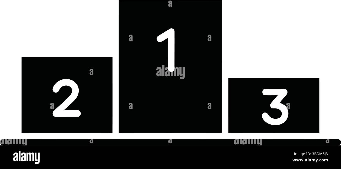 Podium minimaliste noir et blanc avec les numéros 1, 2 et 3 – symbole de classement et de succès Illustration de Vecteur