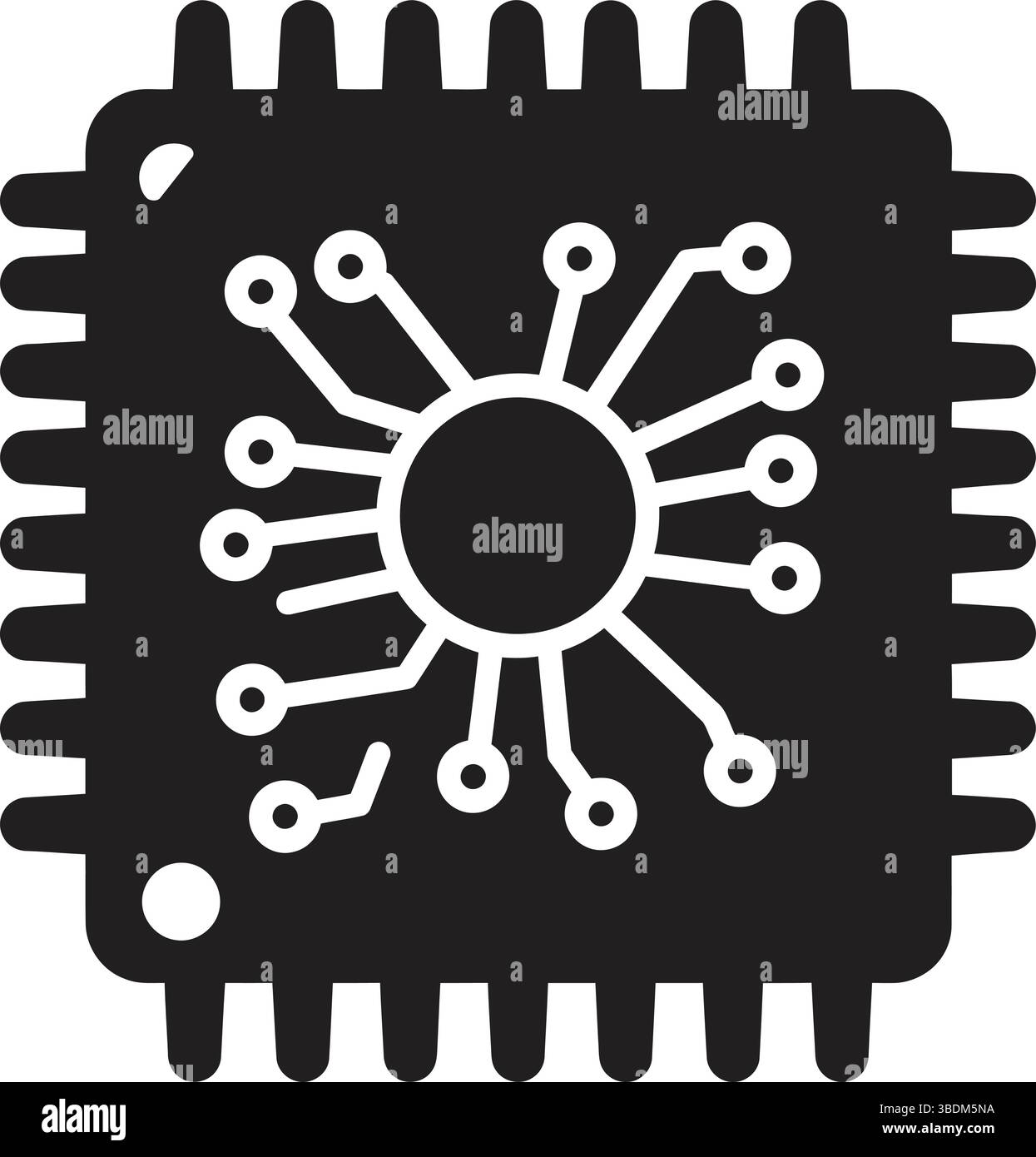 Icône vectorielle d'une puce Microchip avec connexions de circuit Illustration de Vecteur
