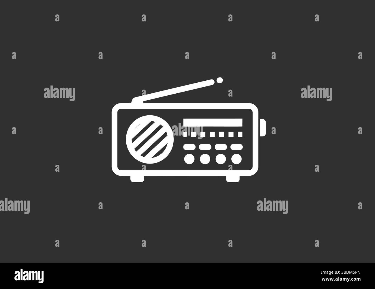 Icône Radio rétro sur fond sombre Illustration de Vecteur
